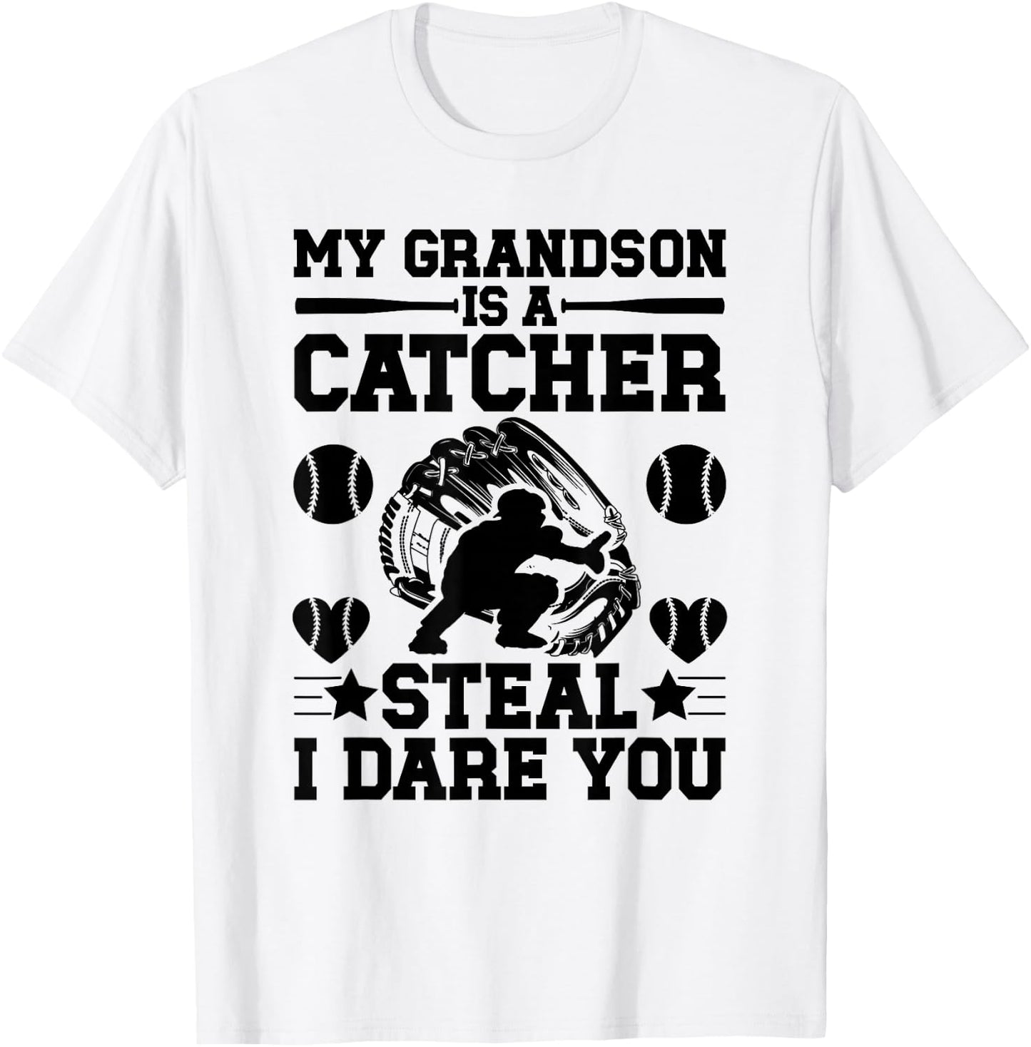 Grandson Is A Baseball Catcher Grandma Of A Baseball Catcher T-Shirt - T-Shirt | White