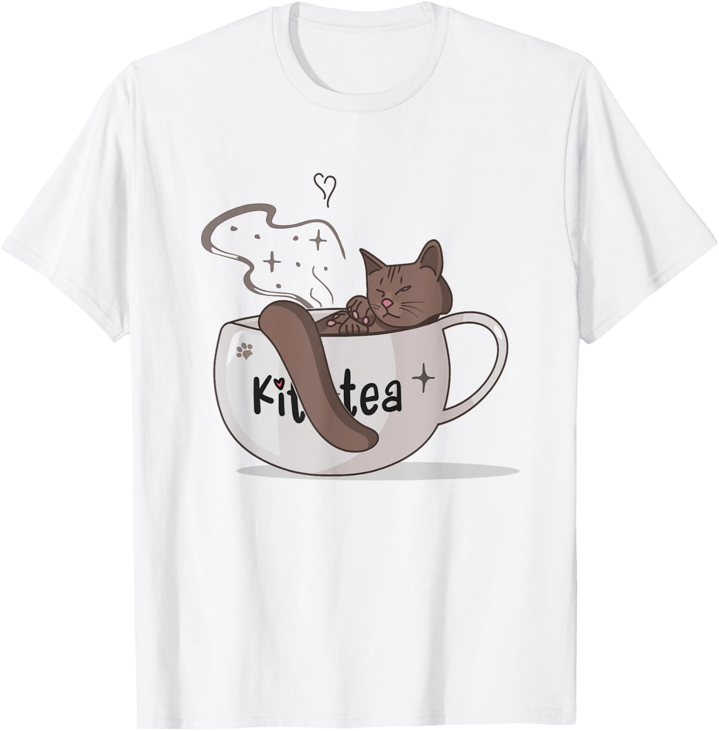 Kit-Tea, Kit Tea Kittens With a Cup of Tea, Funny Cat Gifts Women Kids T-Shirt - T-Shirt | White