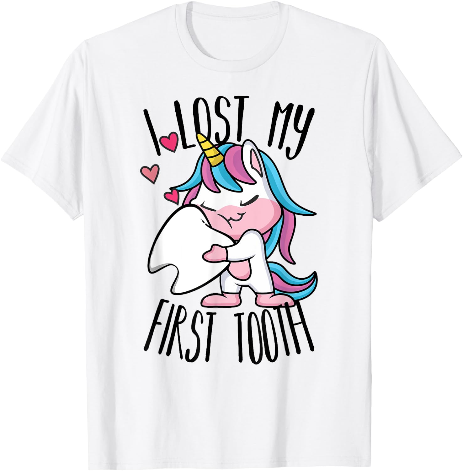 Funny Tooth Fairy - Cute Unicorn I Lost My First Tooth T-Shirt - T-Shirt | White