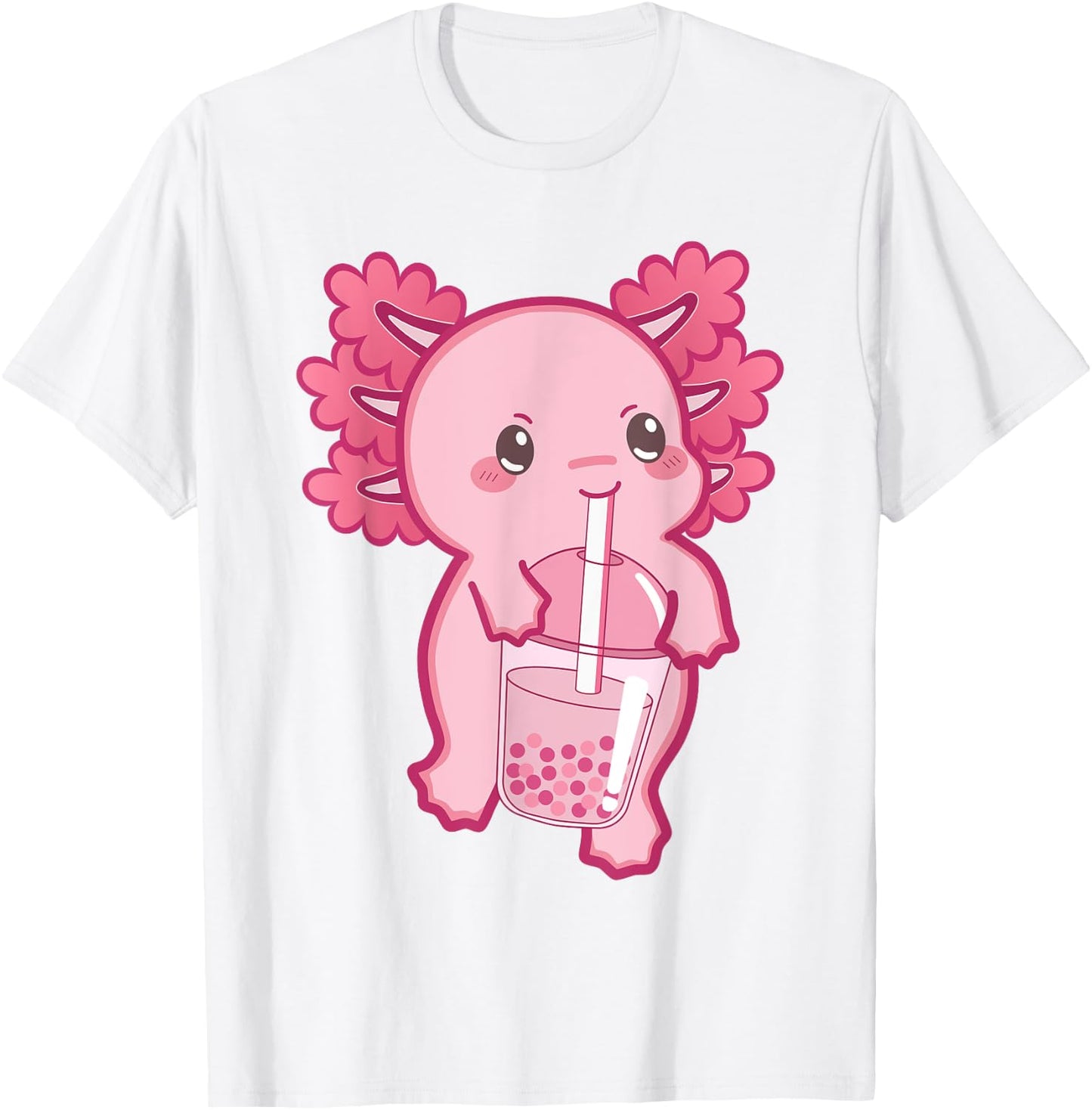 Kawaii Axolotl Boba Bubble Tea Teen Girl Kids Japanese Anime T-Shirt - T-Shirt | White