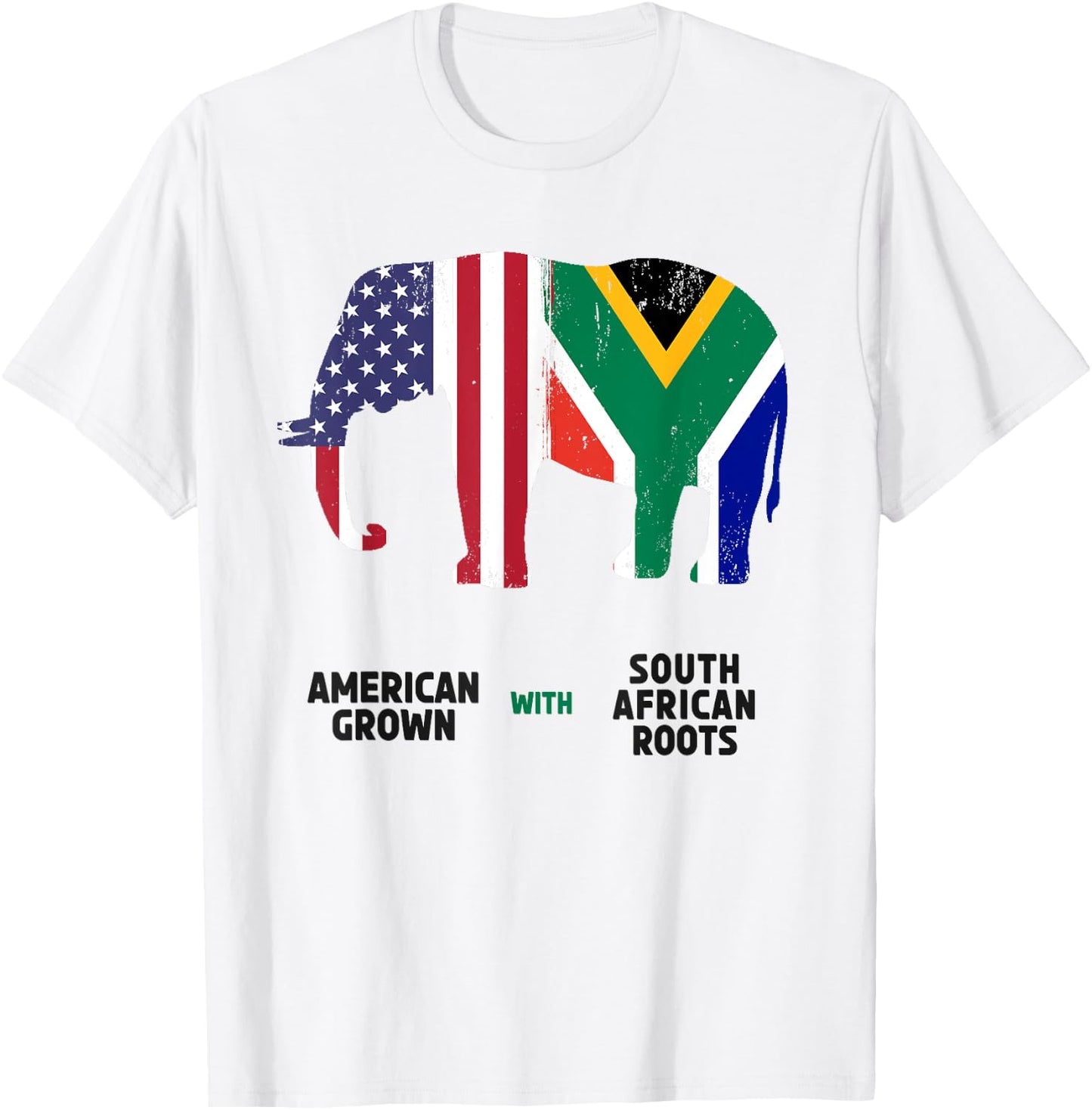 South Africa American Flag Elephant Ideas For Kids African T-Shirt - T-Shirt | White