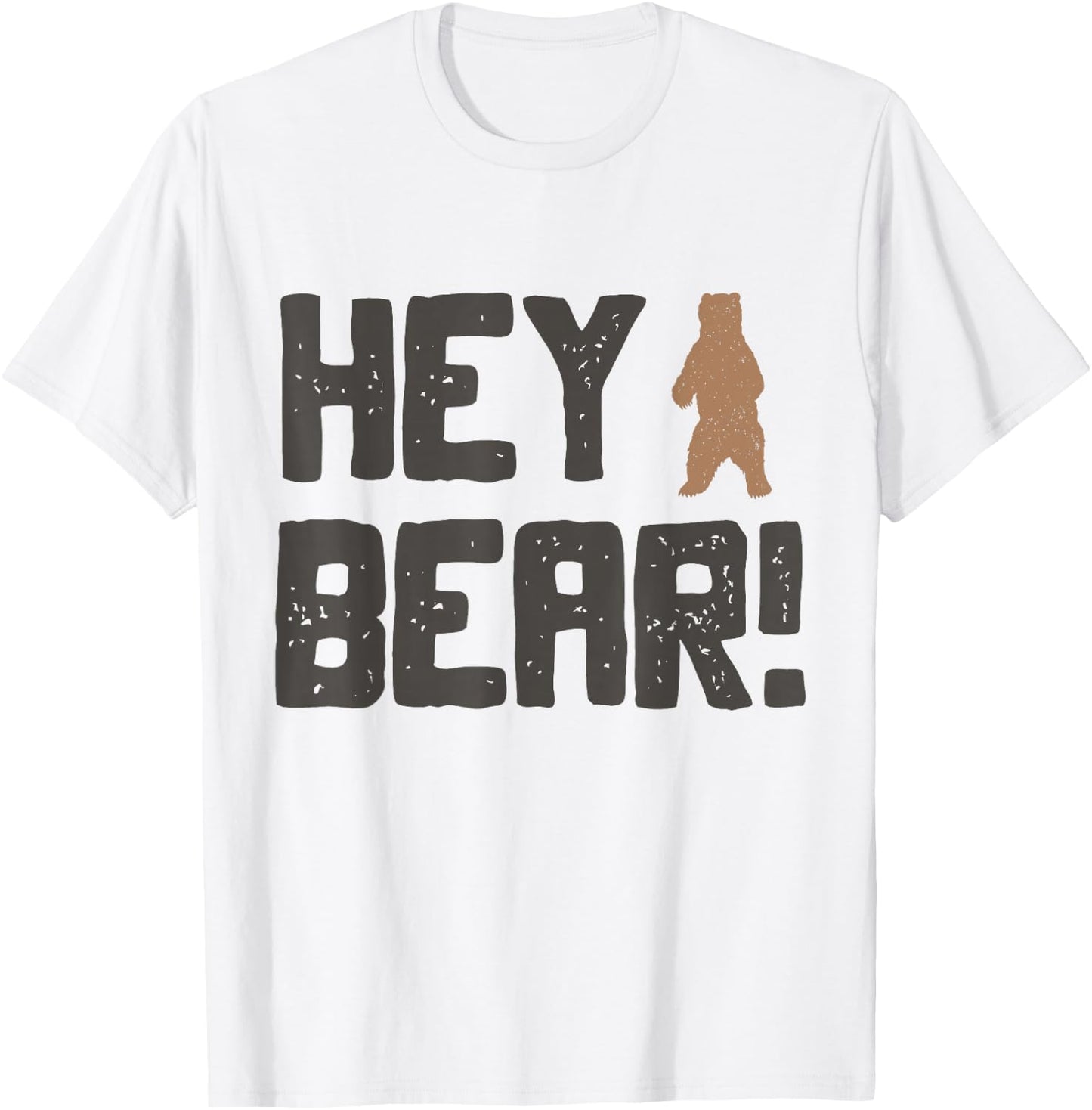 Hey Bear! Funny Hiking Outdoors Black Grizzly Bear Survival T-Shirt - T-Shirt | White