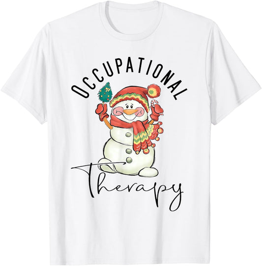 Occupational Therapy Snowman Christmas OT Therapist Nurse T-Shirt - T-Shirt | White
