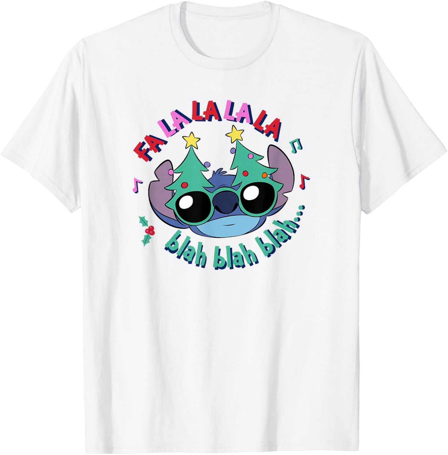 Disney Lilo & Stitch Christmas Fa La Blah Big Face T-Shirt - T-Shirt | White