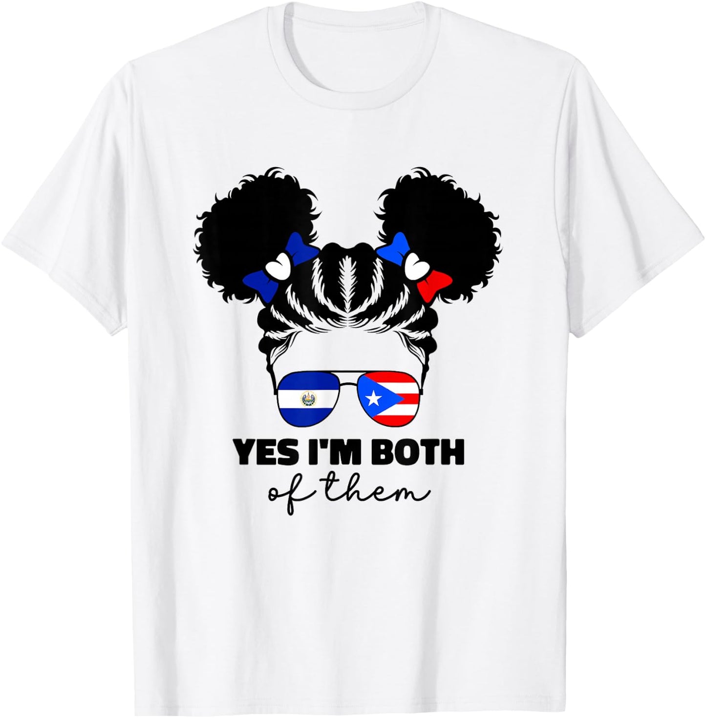 Half Salvadorian And Puerto Rican Rico El Salvador Flag Gril T-Shirt - T-Shirt | White
