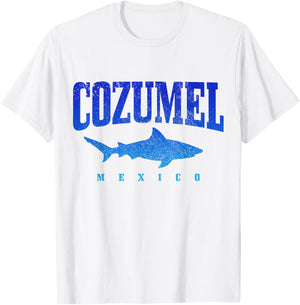 Cozumel Beach Mexico Scuba Diver Shark Diving Vintage Women Kids T-Shirt - T-Shirt | White