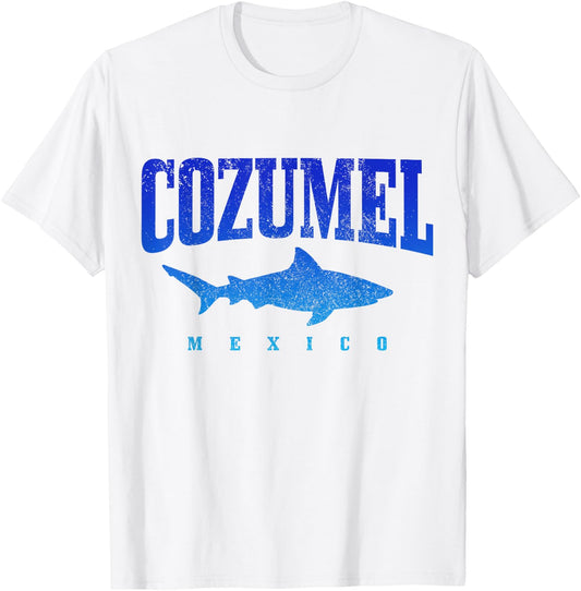 Cozumel Beach Mexico Scuba Diver Shark Diving Vintage Women Kids T-Shirt - T-Shirt | White