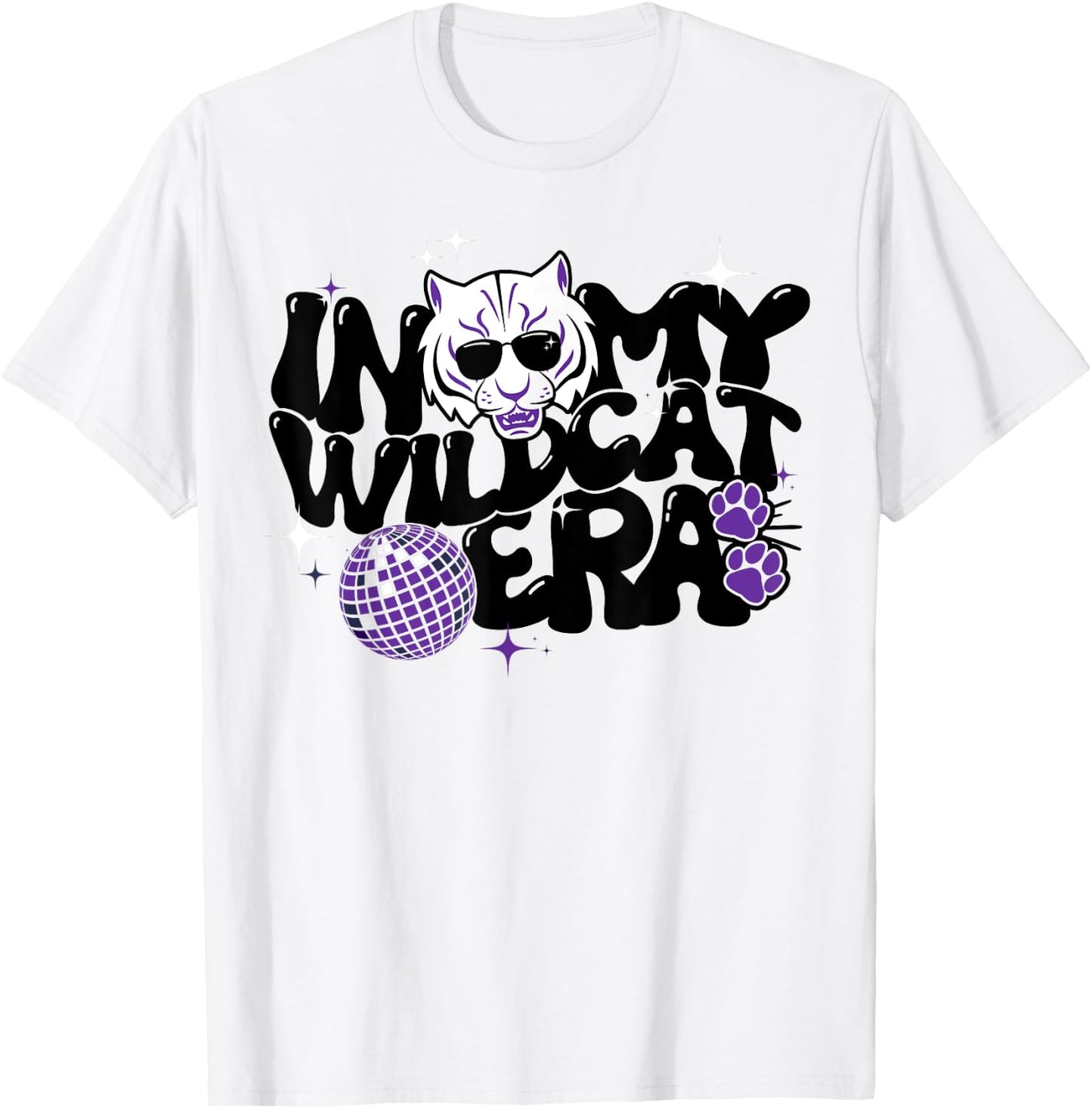 In My Wildcat Era Groovy School Spirit Wildcat T-Shirt - T-Shirt | White