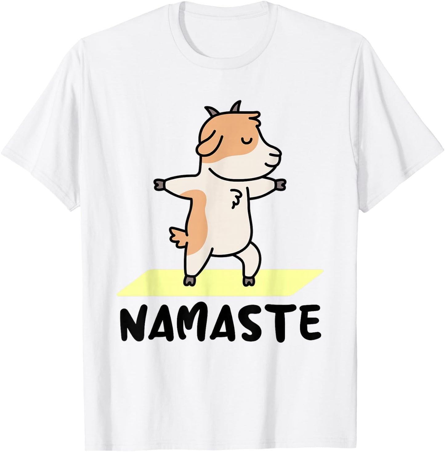 Funny yoga animal designs - Namaste - Cute Goat Doing Yoga - White - Small - -Adults - Short Sleeve - Yoga - Women Yogis T-Shirt - T-Shirt | White