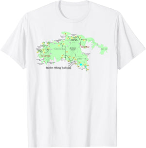 U.S. Virgin Islands Saint John Hiking Trail Map Hiker Gear T-Shirt - T-Shirt | White