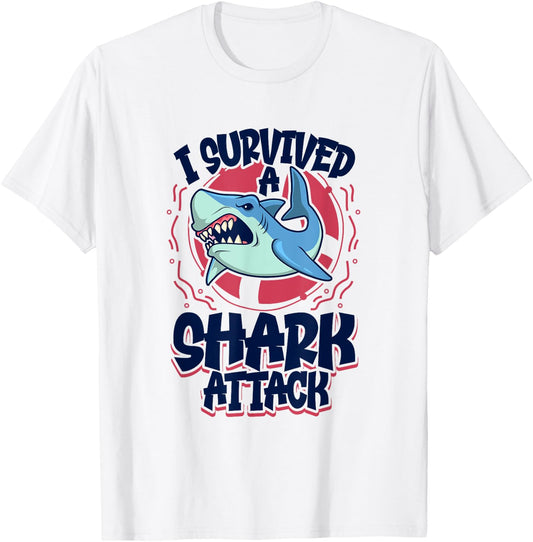 I survived a shark attack T-Shirt - T-Shirt | White