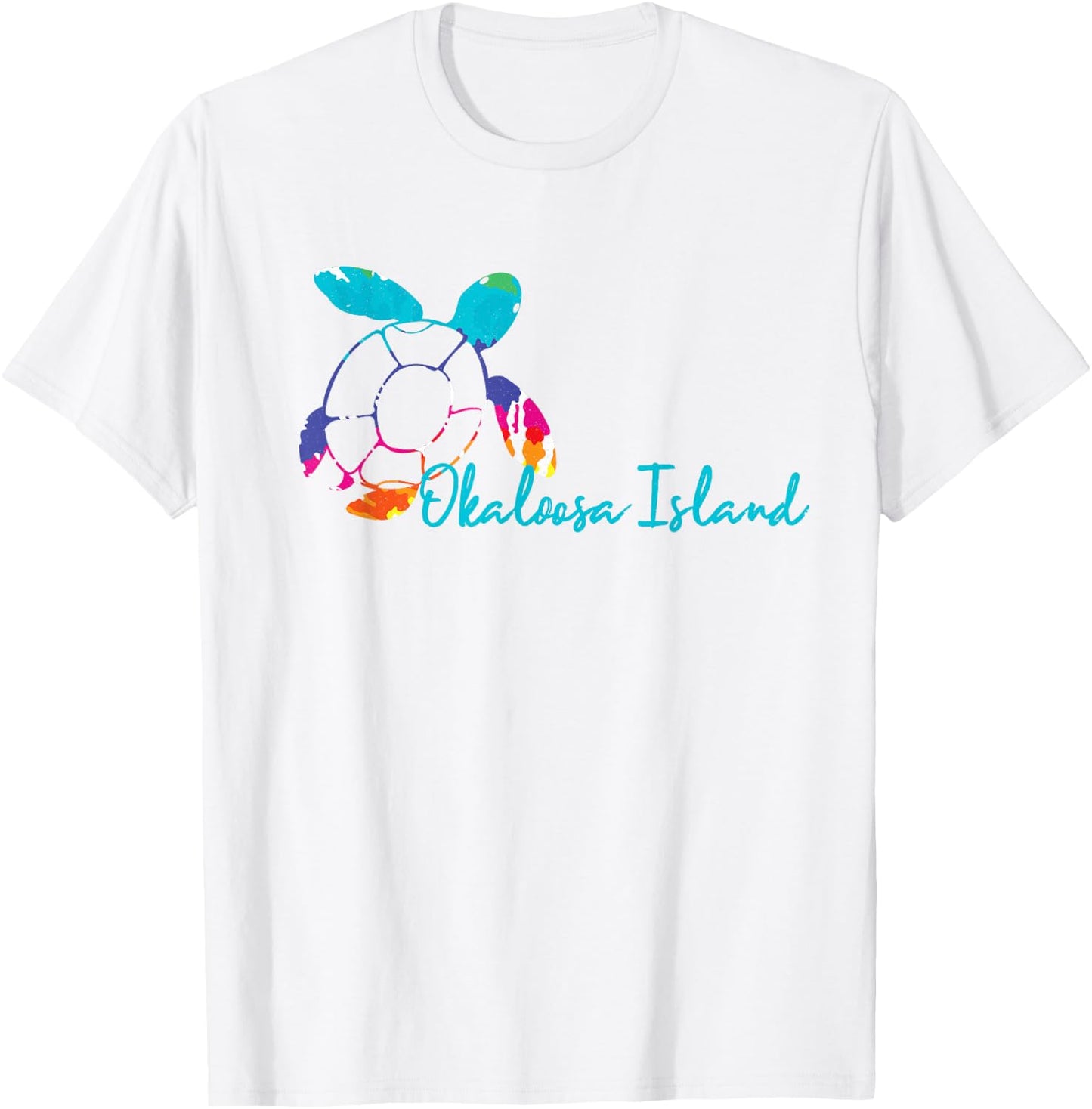 Okaloosa Island Tie Dye Turtle Ocean Loggerhead BOHO Coastal T-Shirt - T-Shirt | White