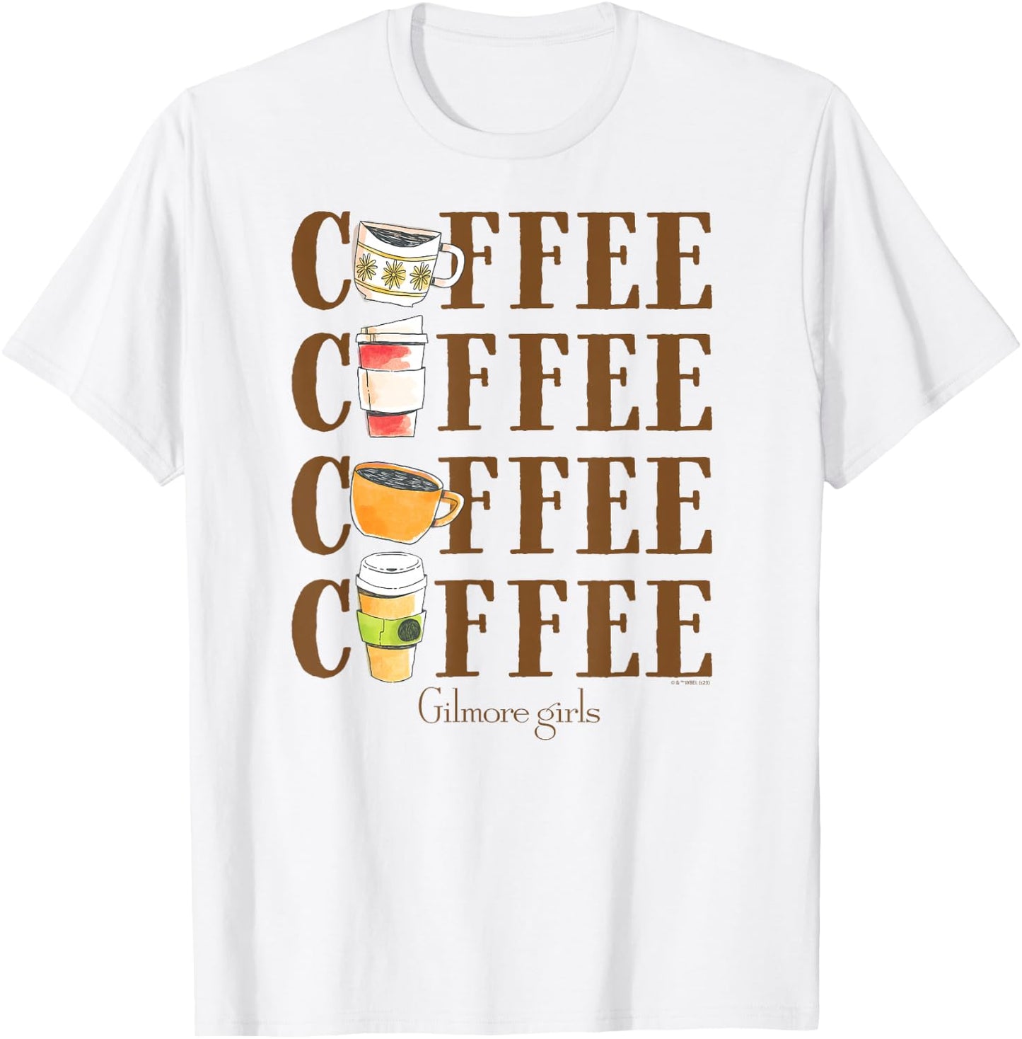 Gilmore Girls - Coffee Repeated T-Shirt - T-Shirt | White