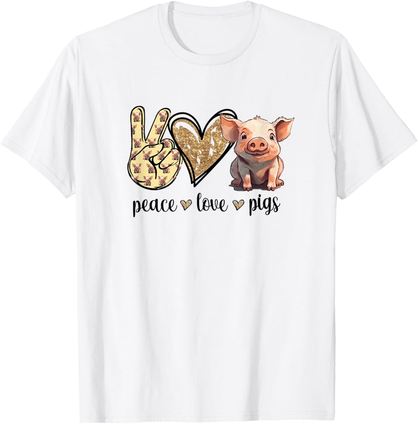 Peace Love Cute Show Pig Lover T-Shirt - T-Shirt | White