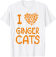 I Love Ginger Cats Cat Lover Paw Print Heart T-Shirt - T-Shirt | White