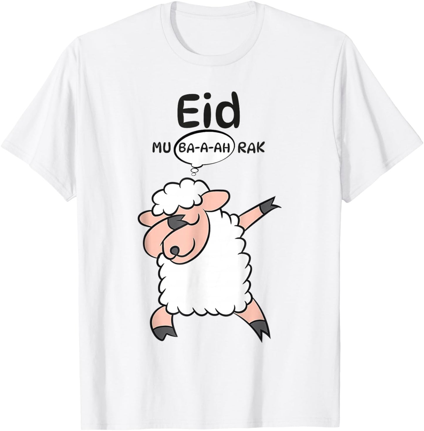 Cute Dabbing Sheep Eid Mu-ba-a-ah-RAK Eid al Adha Mubarak T-Shirt - T-Shirt | White