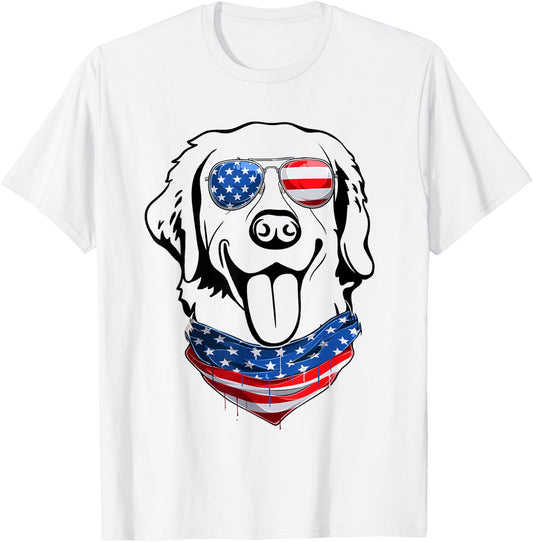 Labrador 4th of July Patriotic American Flag Labrador Dog T-Shirt - T-Shirt | White
