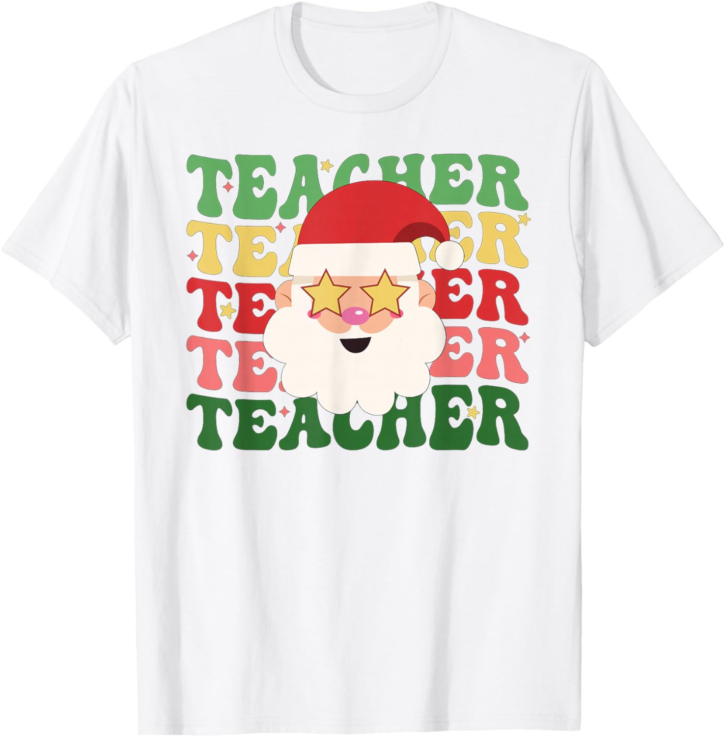 Groovy Teacher Christmas Teaching Xmas Party T-Shirt - T-Shirt | White