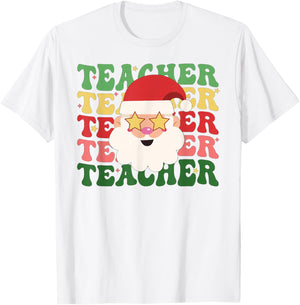 Groovy Teacher Christmas Teaching Xmas Party T-Shirt - T-Shirt | White