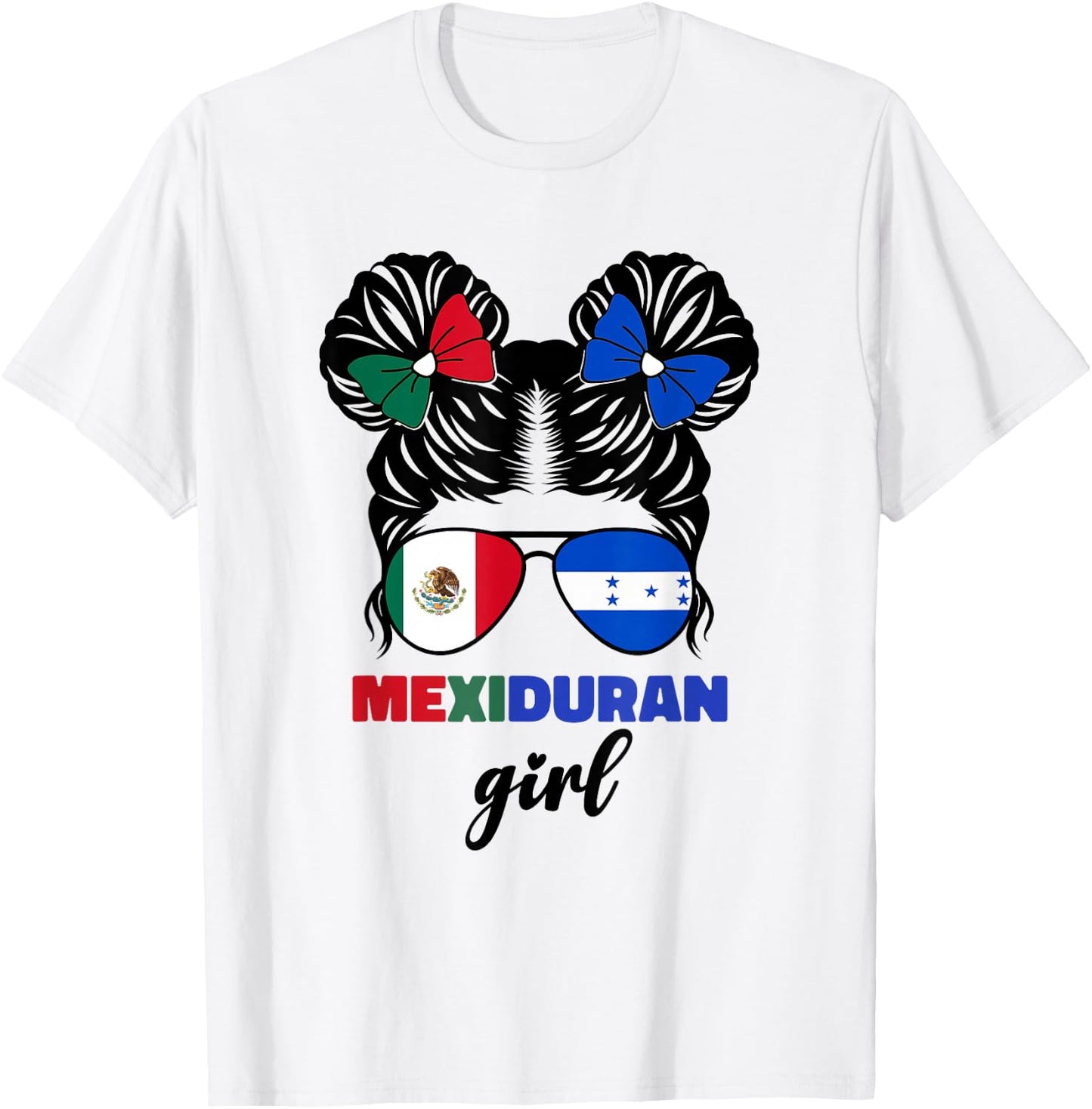 Half Mexican and Honduran Mexico Honduras Flag Girls Kids T-Shirt - T-Shirt | White