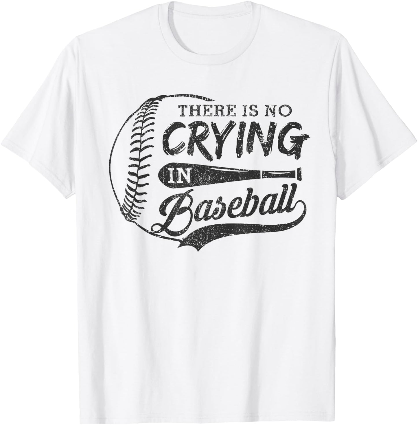 Vintage There Is No Crying In Baseball Sports Funny Baseball T-Shirt - T-Shirt | White