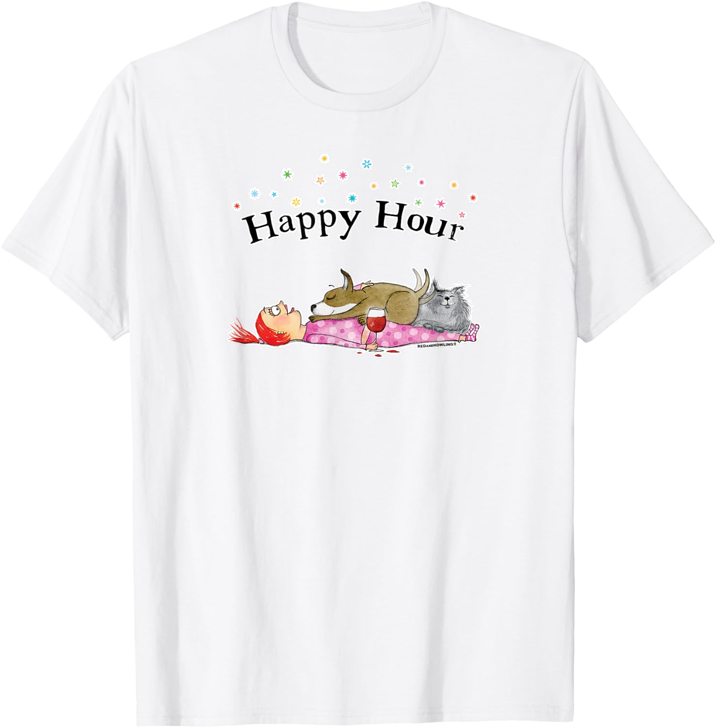 Red and Howling Happy Hour T-Shirt - T-Shirt | White