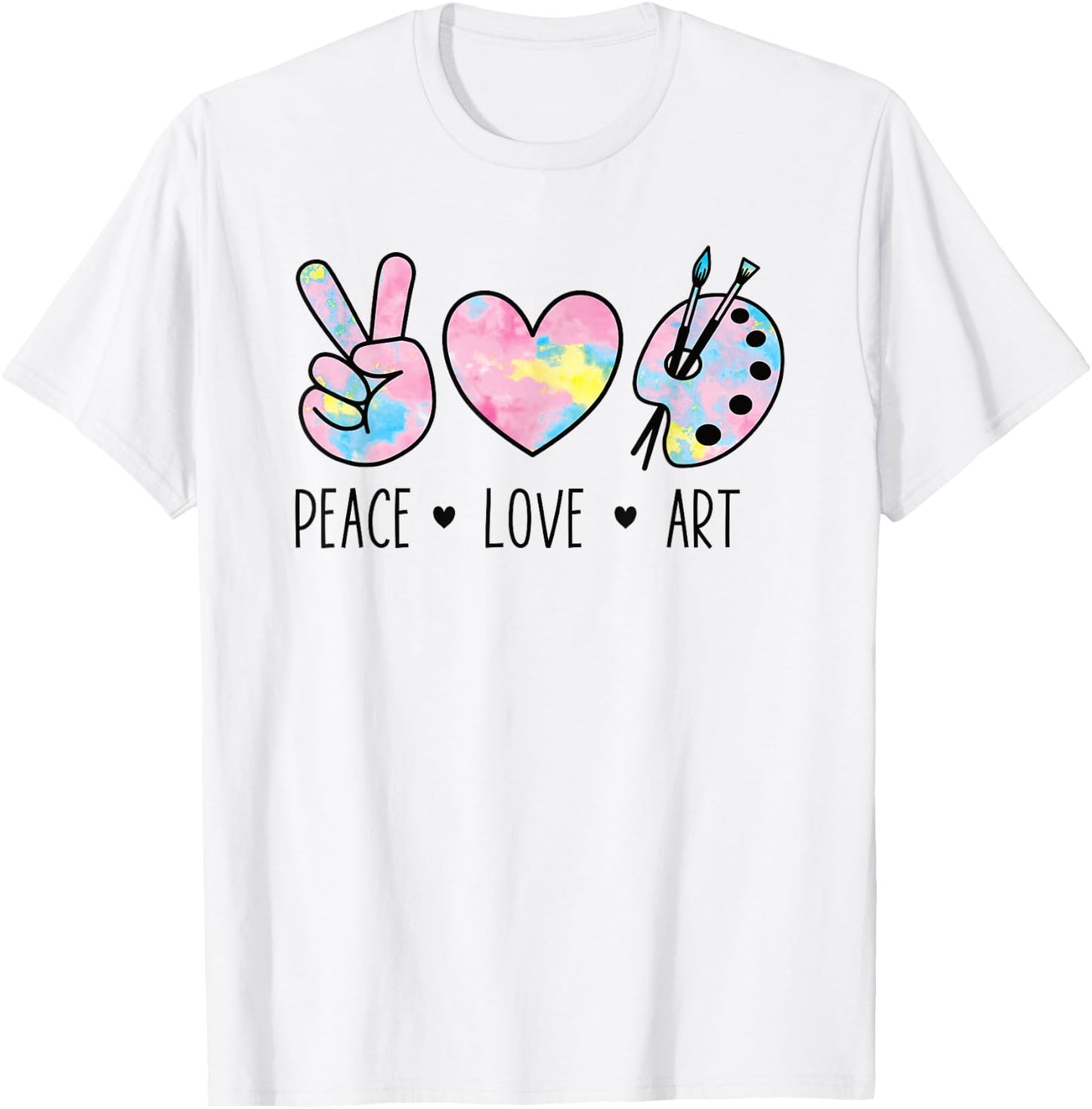 Peace Love Art Shirt Pastel Rainbow Tie Dye Artist Hippie T-Shirt - T-Shirt | White