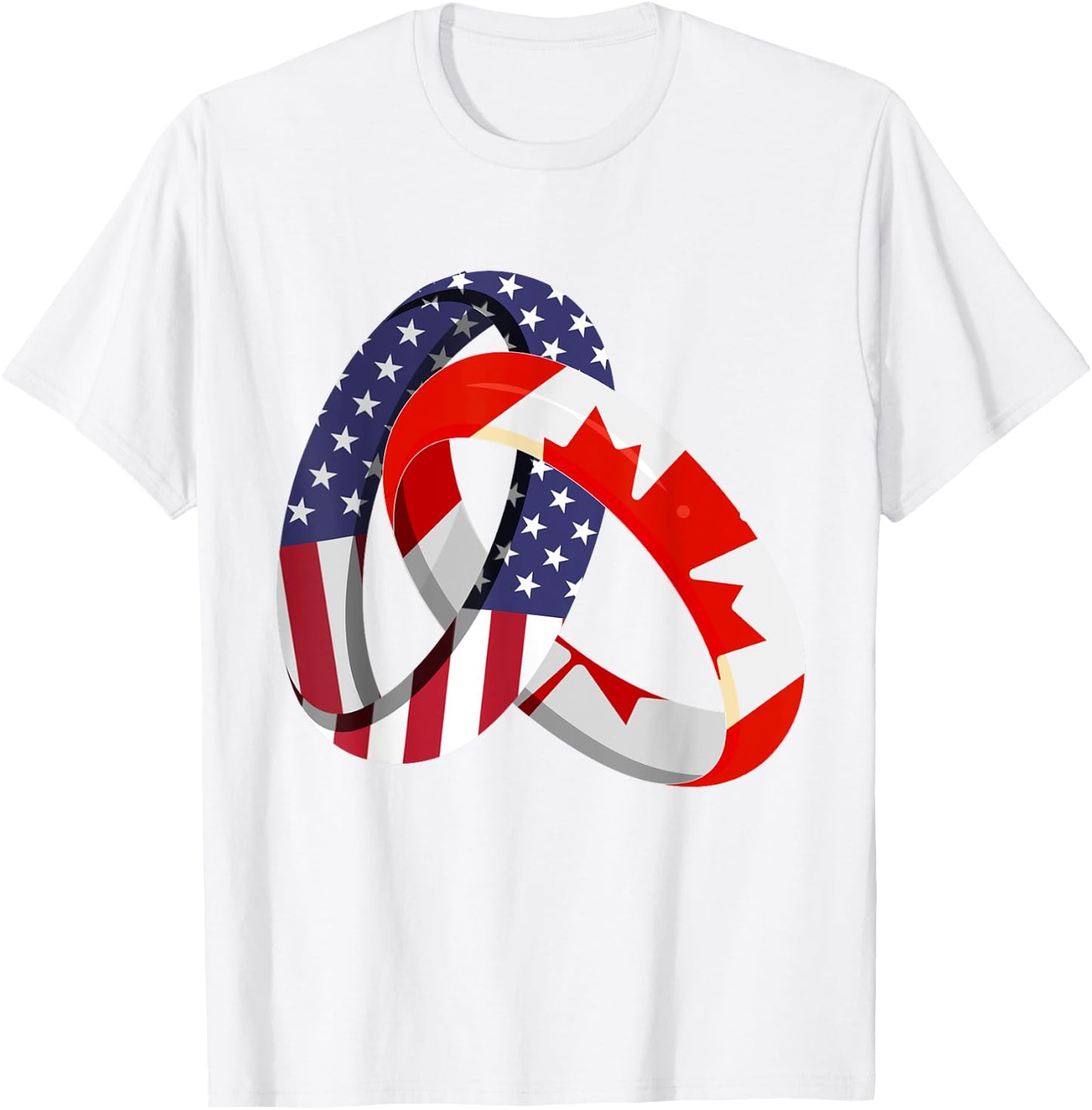 Canadian American Ring Heritage Month Patriot Flags T-Shirt - T-Shirt | White