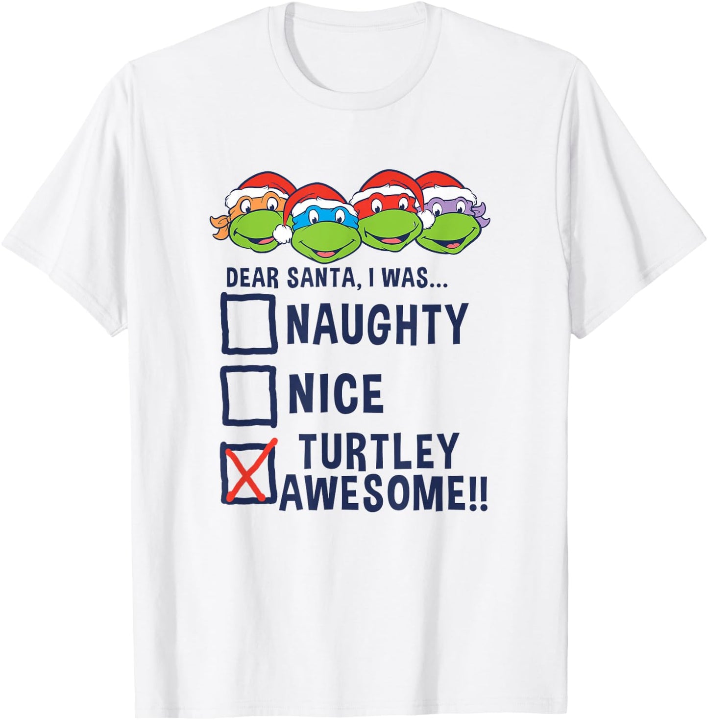 Teenage Mutant Ninja Turtles Christmas Santa I was Awesome T-Shirt - T-Shirt | White