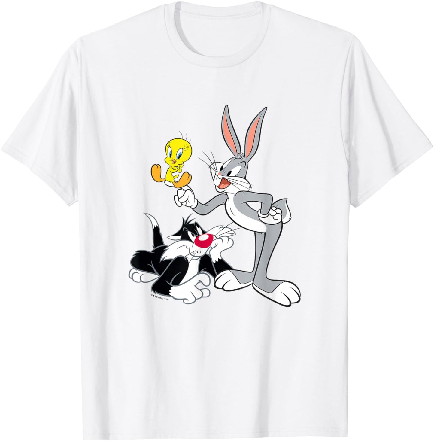 Looney Tunes Sylvester Tweety & Bugs Hanging Out T-Shirt - T-Shirt | White