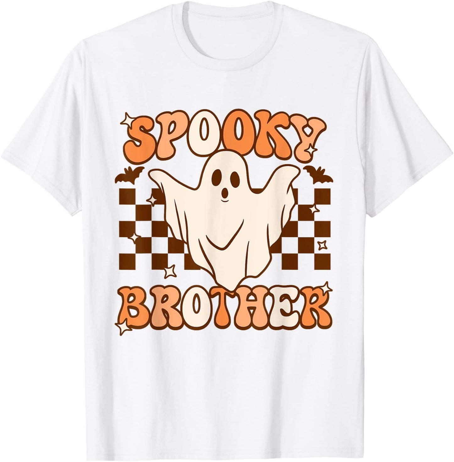 Retro Groovy Ghost Spooky Brother Costume Matching T-Shirt - T-Shirt | White