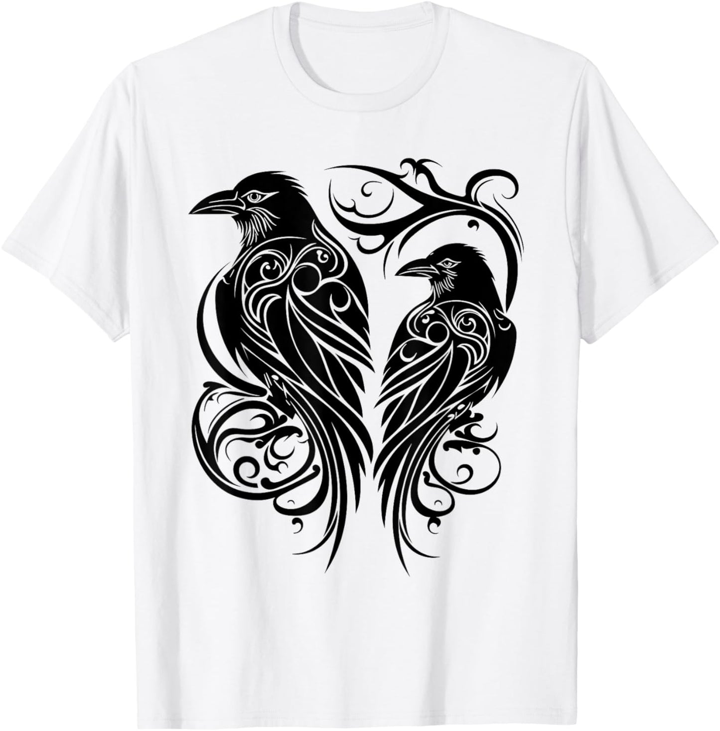 Odins Raven Norse Mythology Viking Birds Celtic Knots Asgard T-Shirt - T-Shirt | White