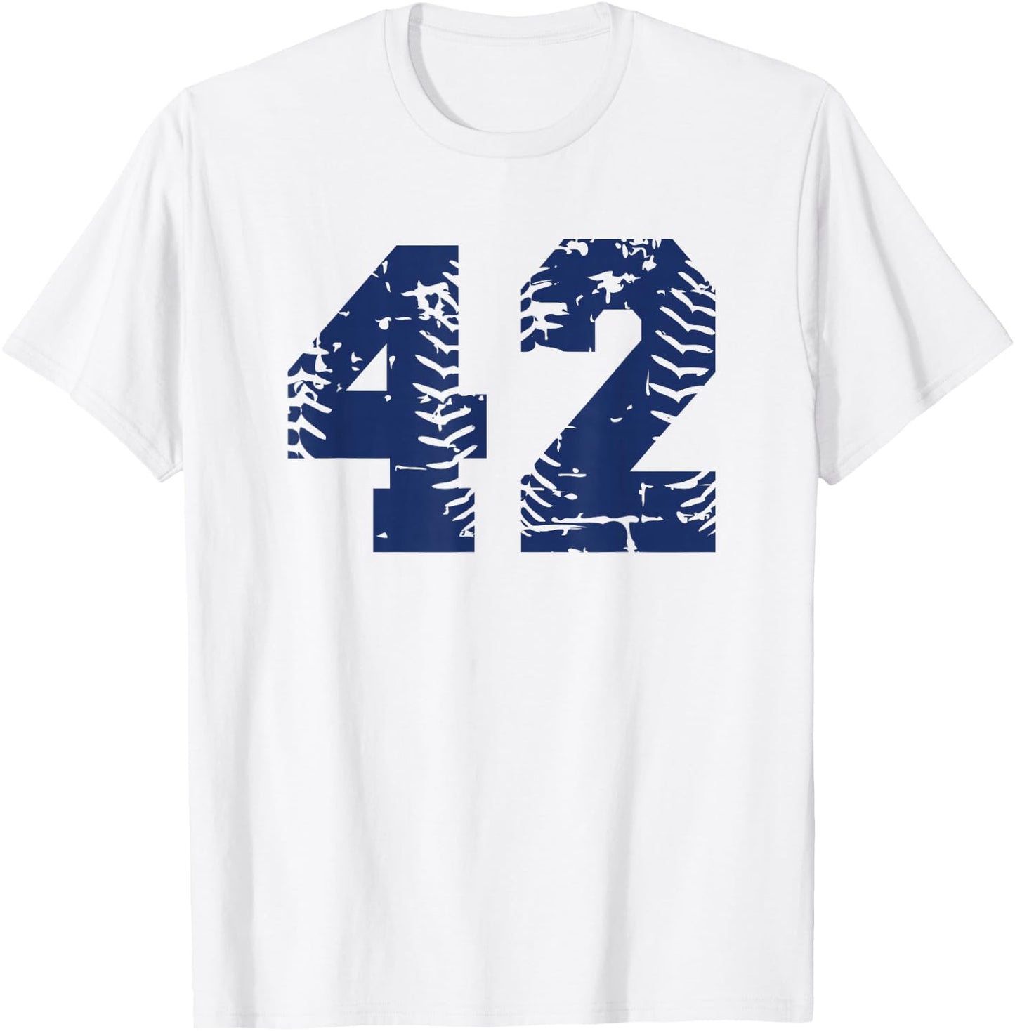 Number #42 Baseball Softball Blue Vintage Varsity Number T-Shirt - T-Shirt | White