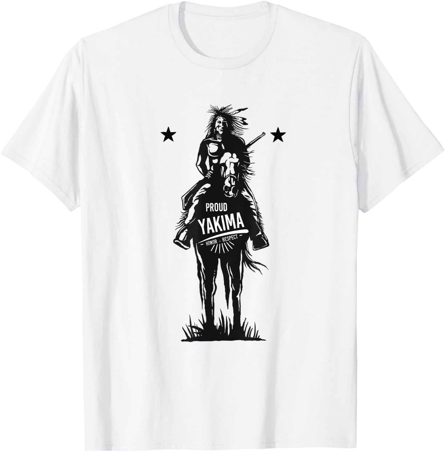 Yakima American Indian Tribe Proud Warrior on Horse T-Shirt - T-Shirt | White