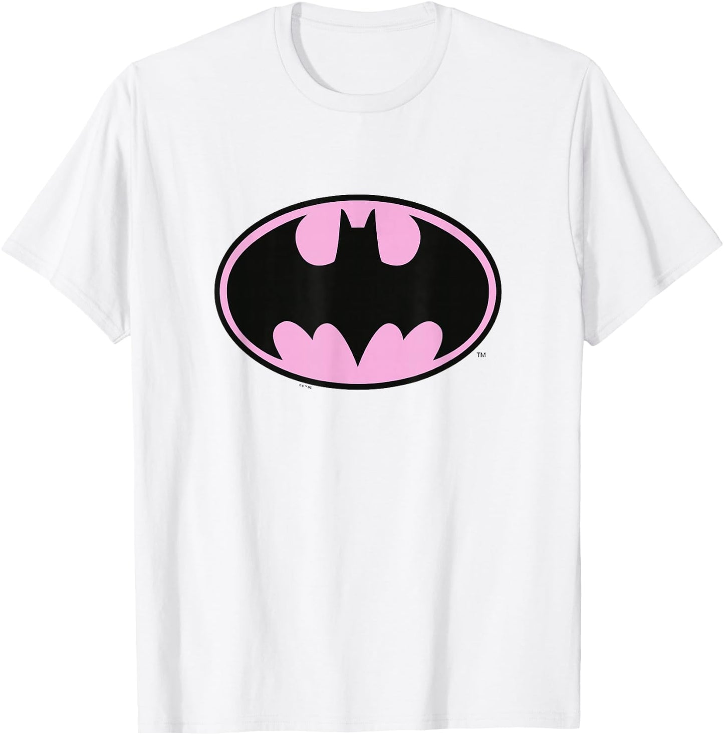 DC Comics Batman Pink Background Bat-Symbol Chest Logo T-Shirt - T-Shirt | White