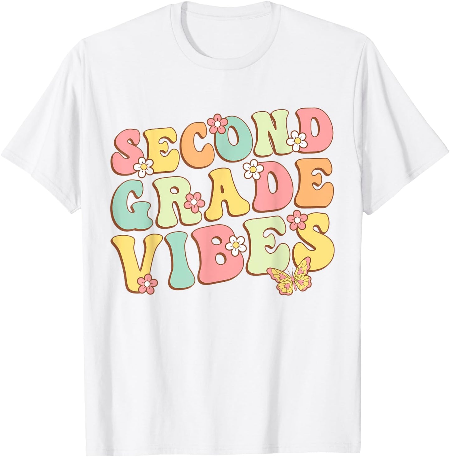 Second Grade Vibes Hello Team 2nd Grade Teacher Kids Retro T-Shirt - T-Shirt | White