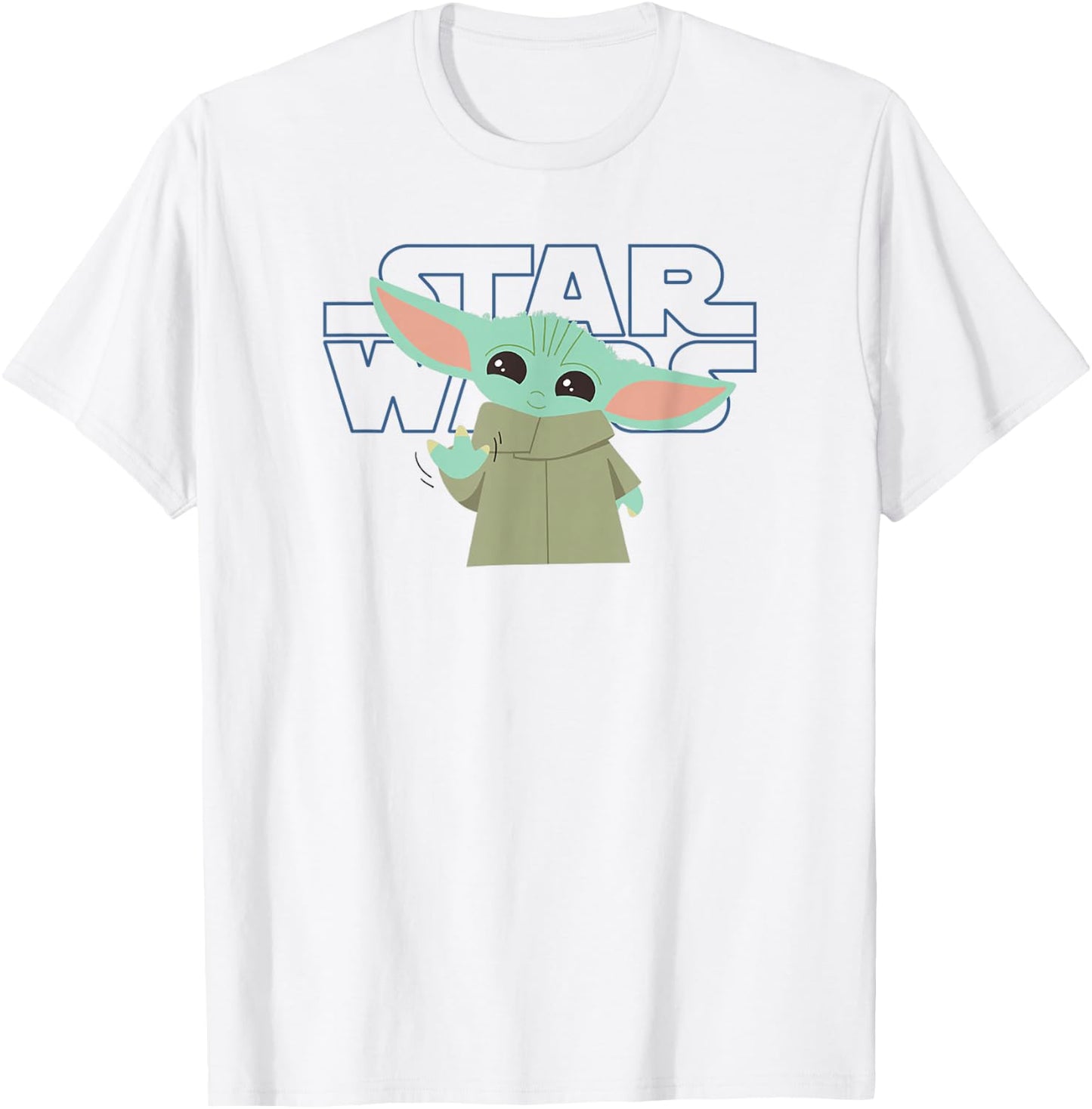 Star Wars: The Mandalorian Grogu Friendly Wave Logo T-Shirt - T-Shirt | White