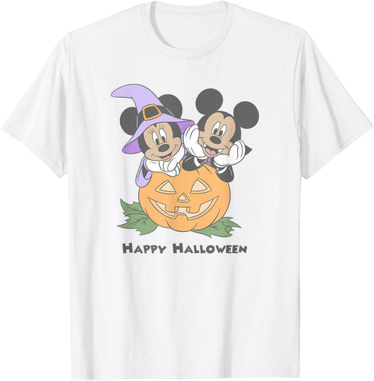 Disney Mickey and Friends Halloween Pumpkin Mickey & Minnie T-Shirt - T-Shirt | White