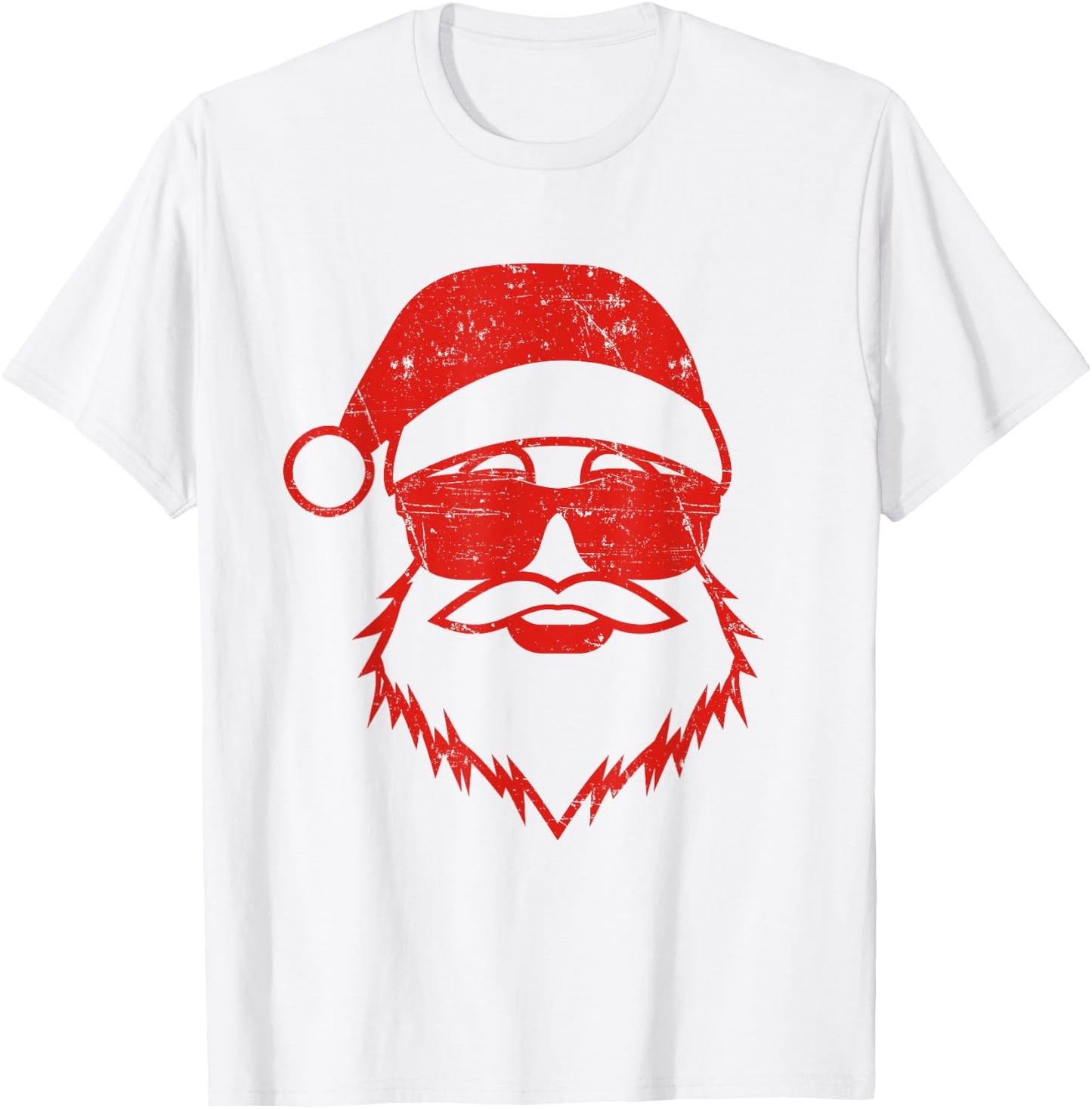 Santa Face Retro Sunglasses Christmas Xmas Men Women Kids T-Shirt - T-Shirt | White