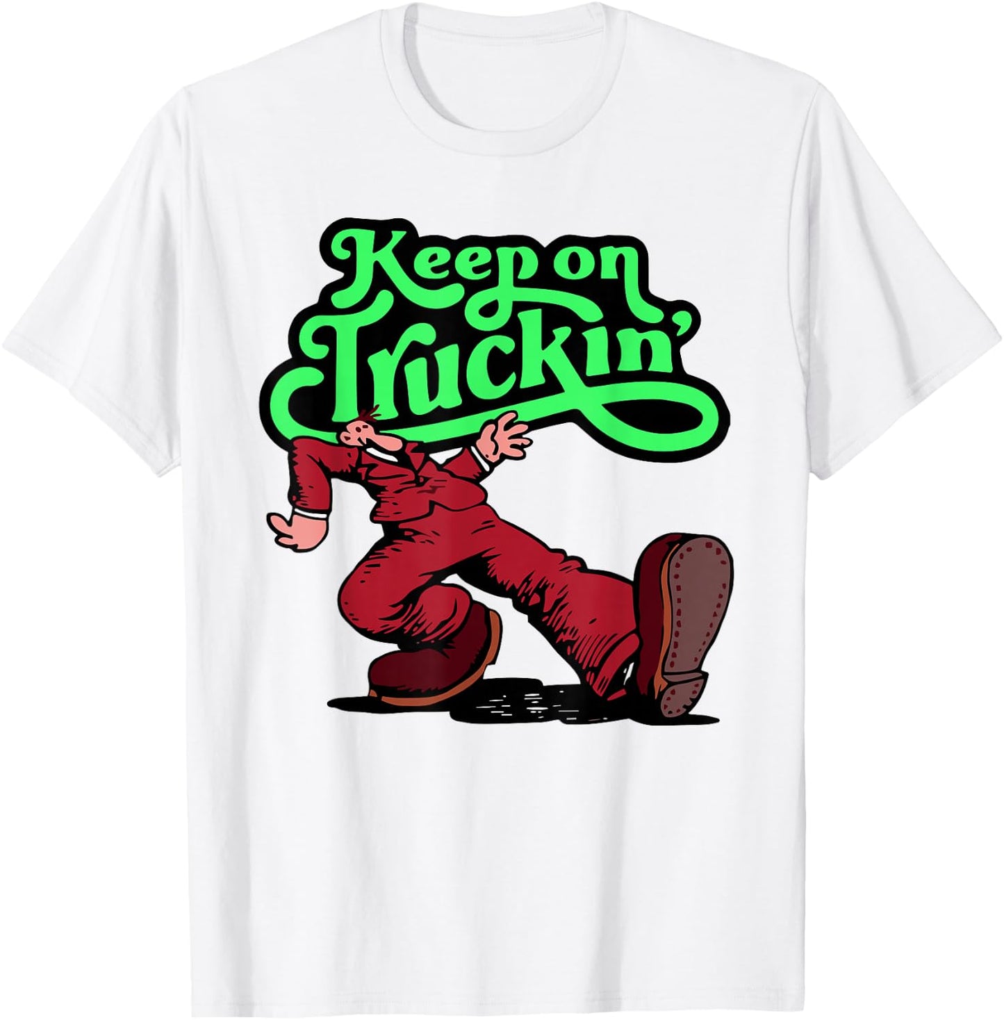 Keep on Trucking -Adults Grey Cartoon Small T-Shirt - T-Shirt | White