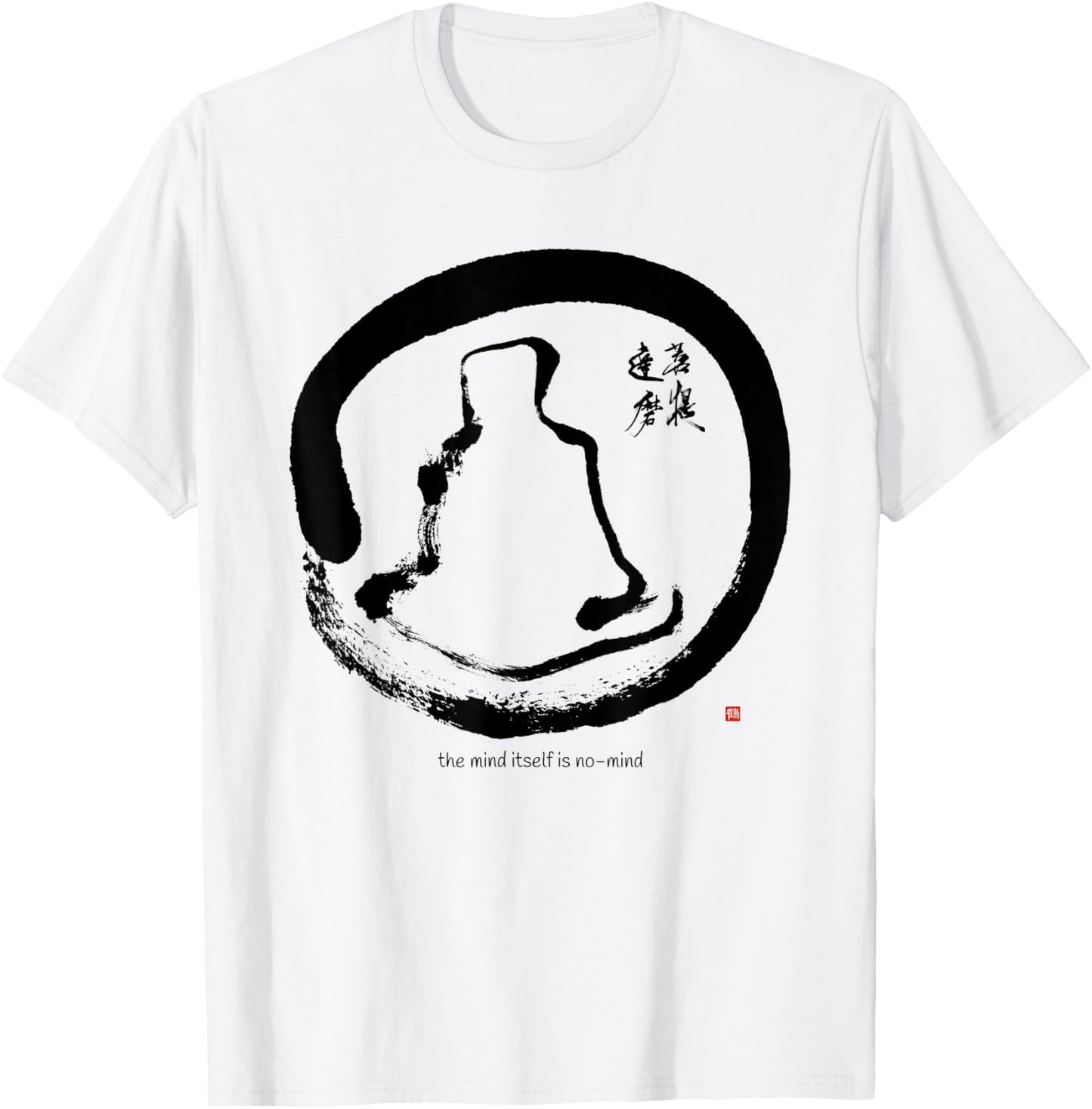Bodhidharma Daruma Zen Koan Original Enso Calligraphy T-Shirt - T-Shirt | White
