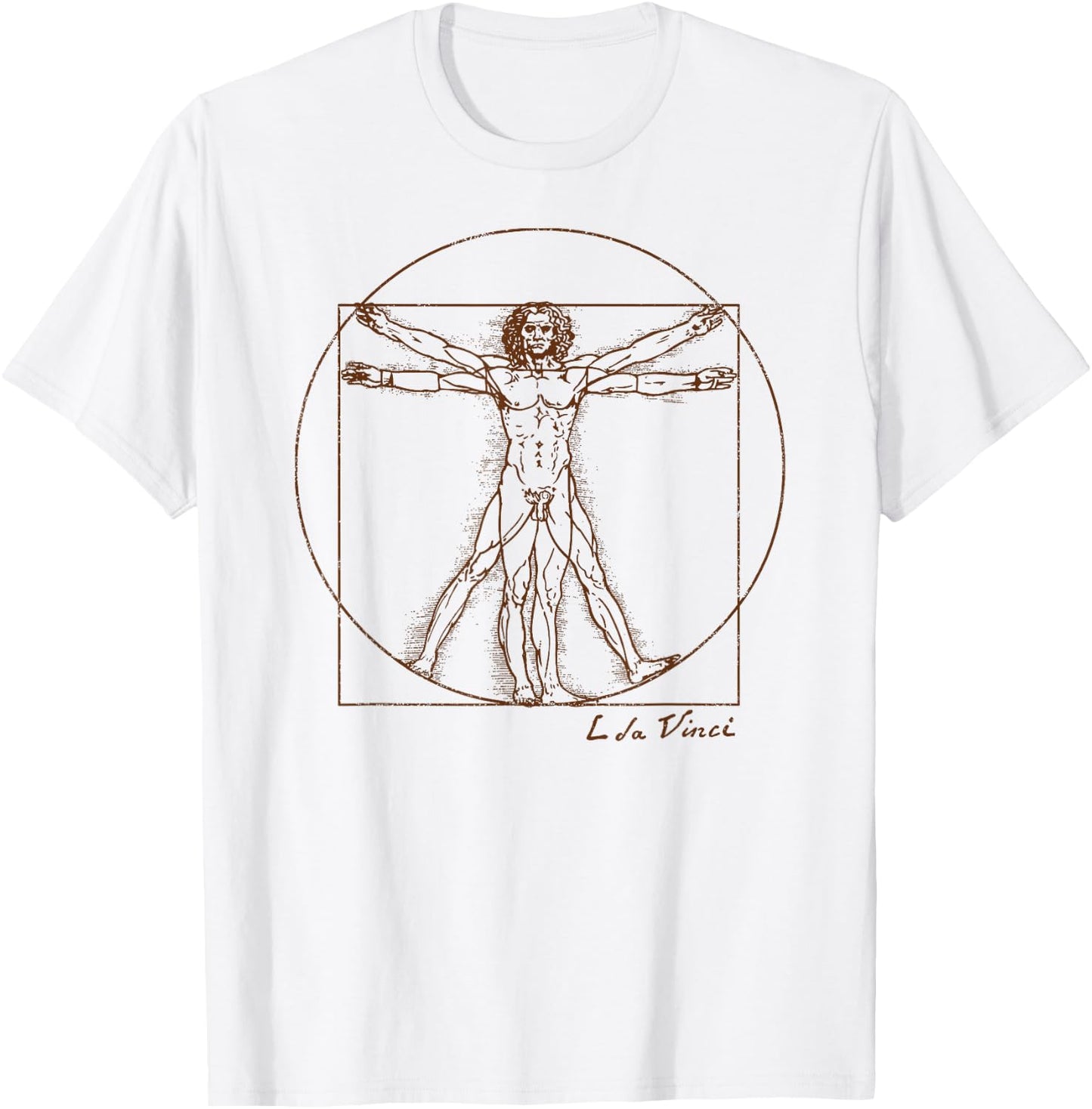 Vintage Vitruvian Man Leonardo da Vinci Art Souvenir T-Shirt - T-Shirt | White