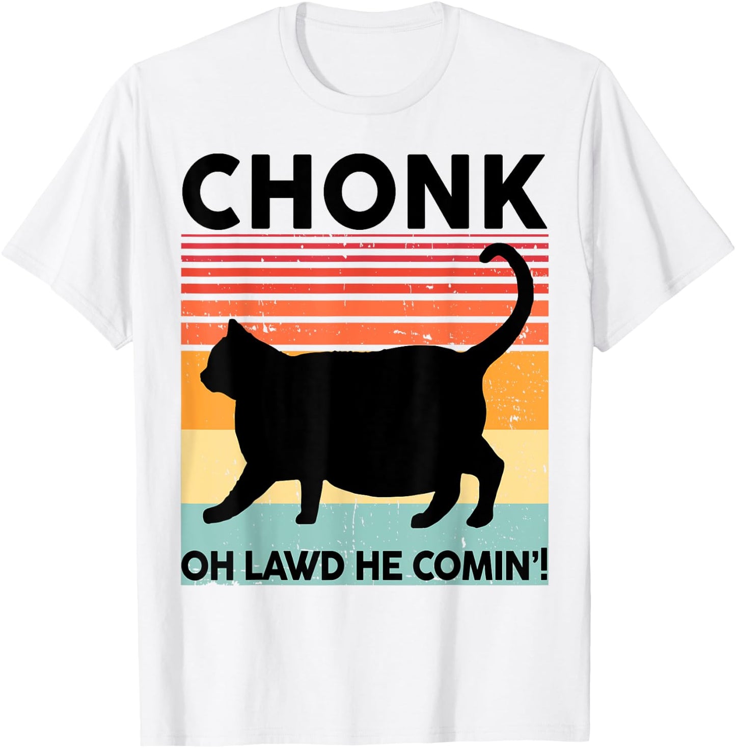 Black Cat-Shirt Chonk Cat Funny Cat Meme Momma Dad Vintage T-Shirt - T-Shirt | White
