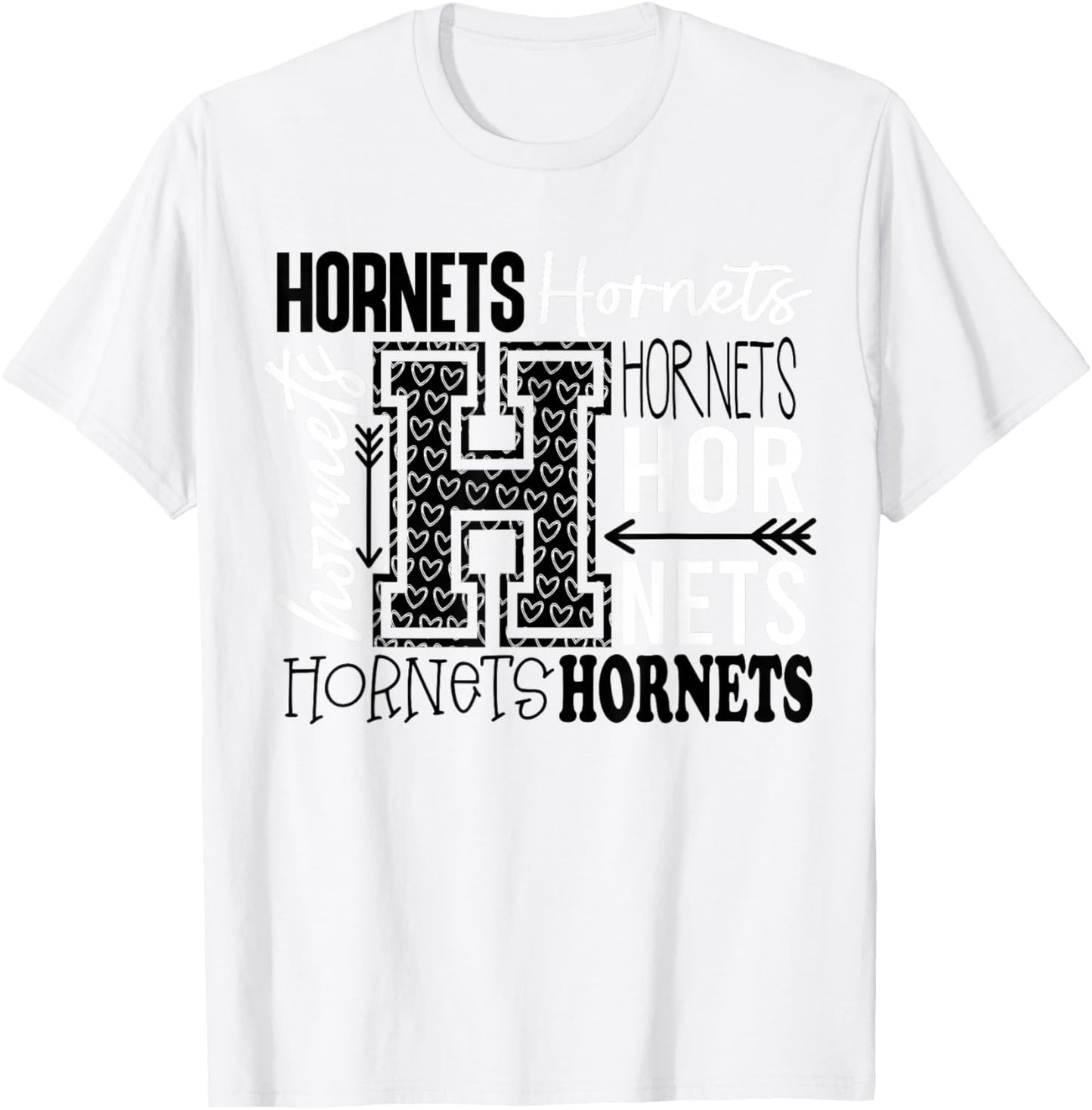 Hornets School Spirit Typography Back to School T-Shirt - T-Shirt | White