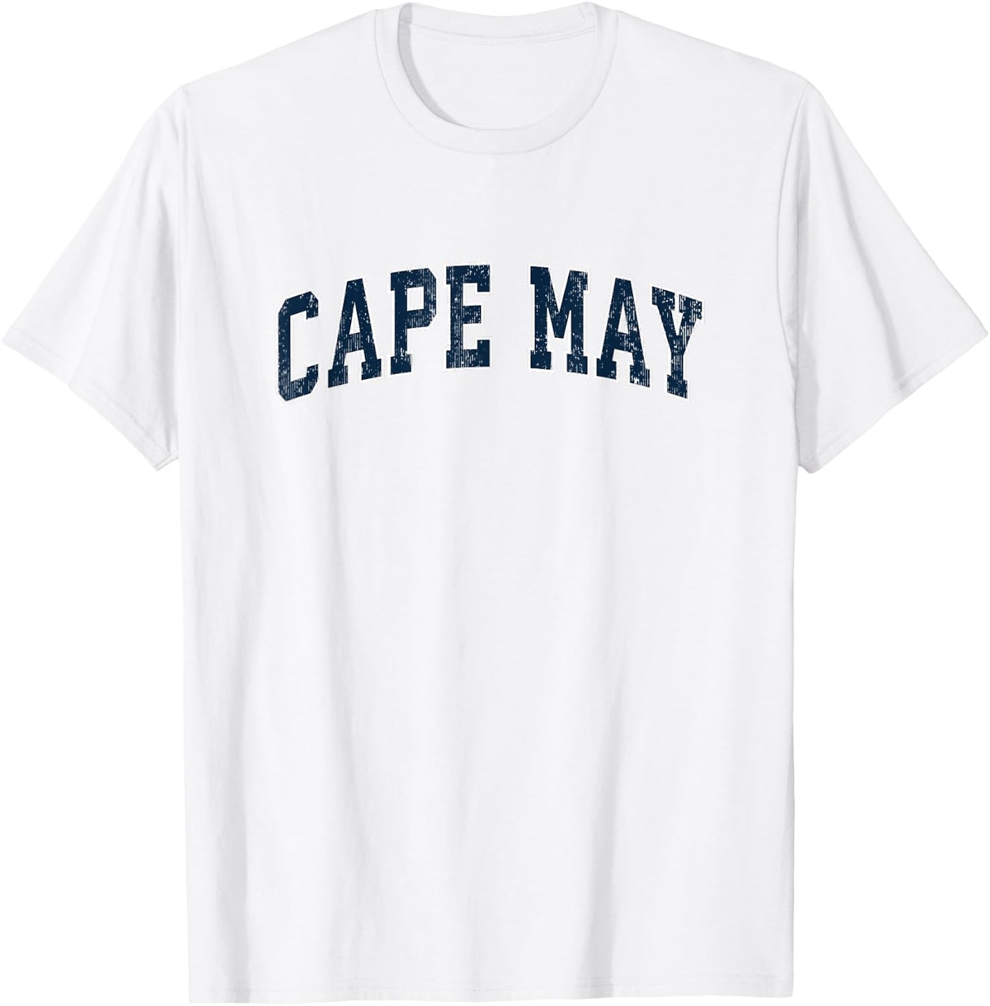 Cape May New Jersey NJ Vintage Sports Design Navy Design T-Shirt - T-Shirt | White