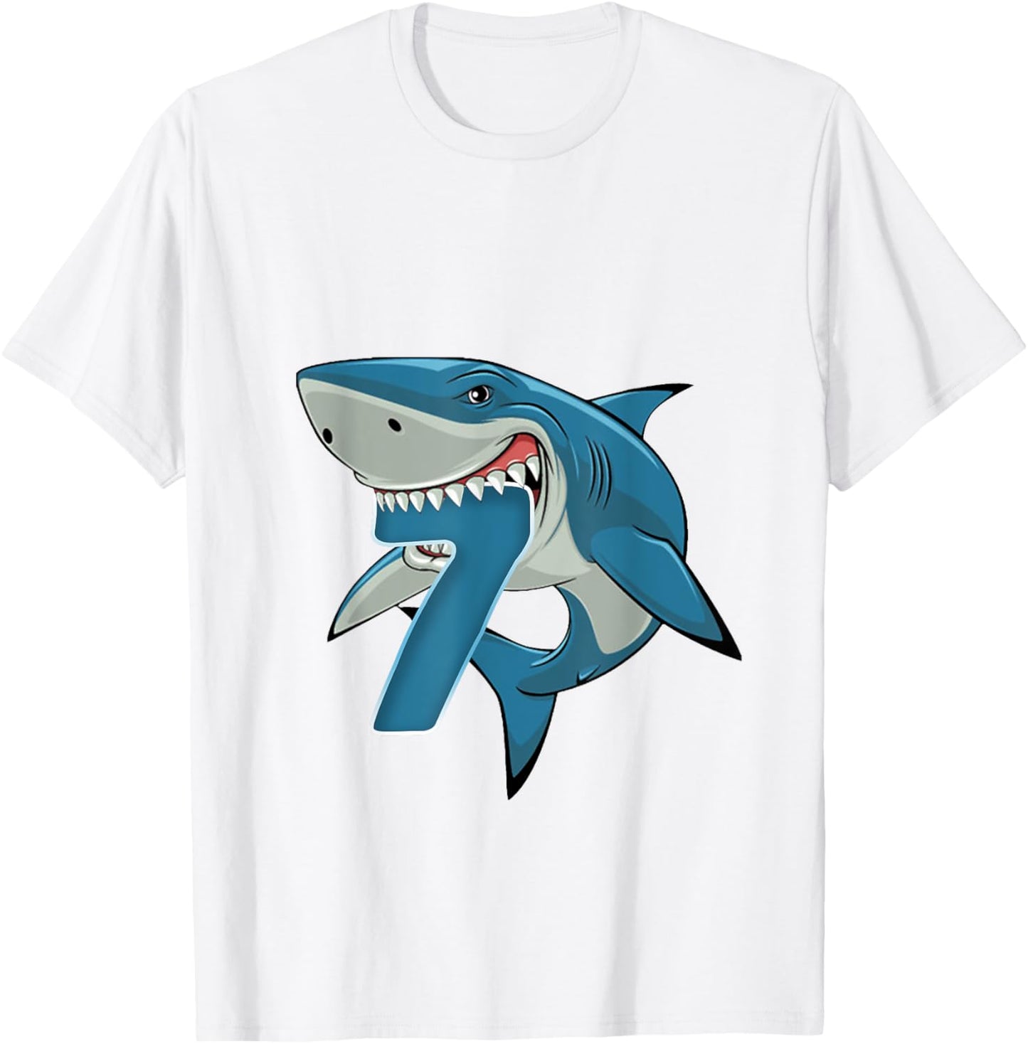 7th Birthday Shark 7 Year Old Birthday Shark Theme Party T-Shirt - T-Shirt | White