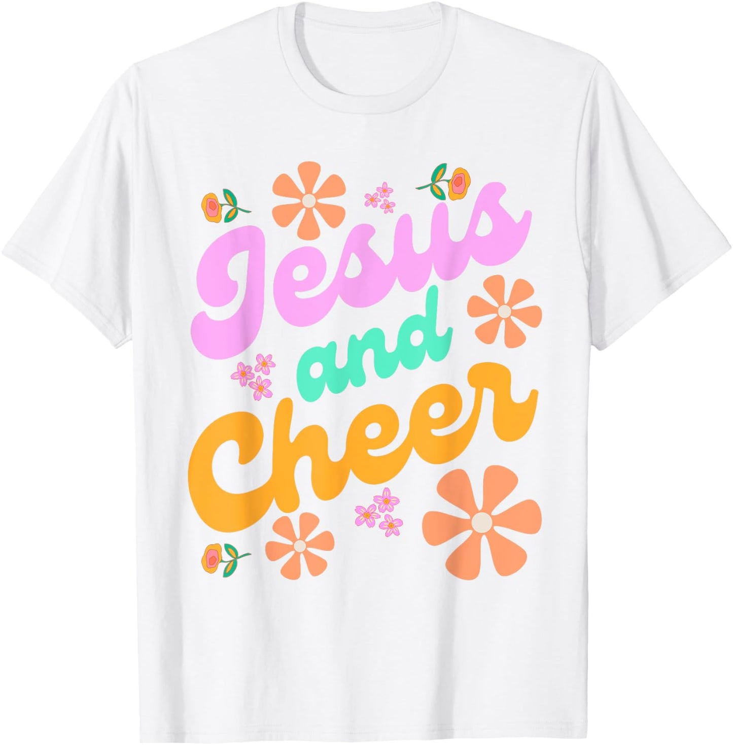 Jesus and Cheer Cheerleading Coach Funny Groovy y2k Chrstian T-Shirt - T-Shirt | White