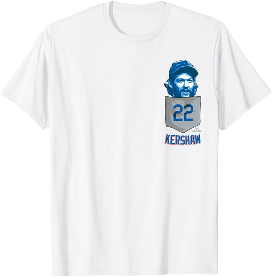 Clayton Kershaw Los Angeles Baseball Pocket MLBPA T-Shirt - T-Shirt | White