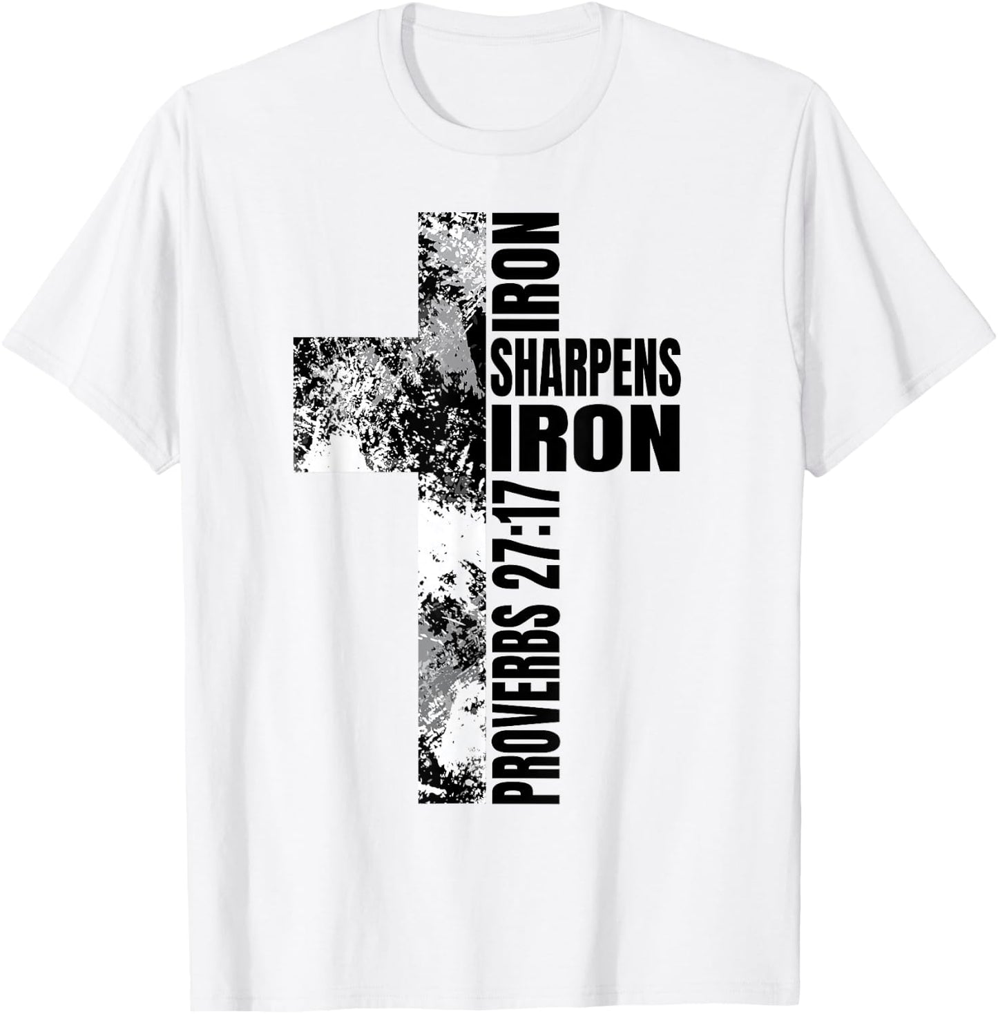 Religious Cross Iron Sharpens Iron Verse Christian Couples T-Shirt - T-Shirt | White