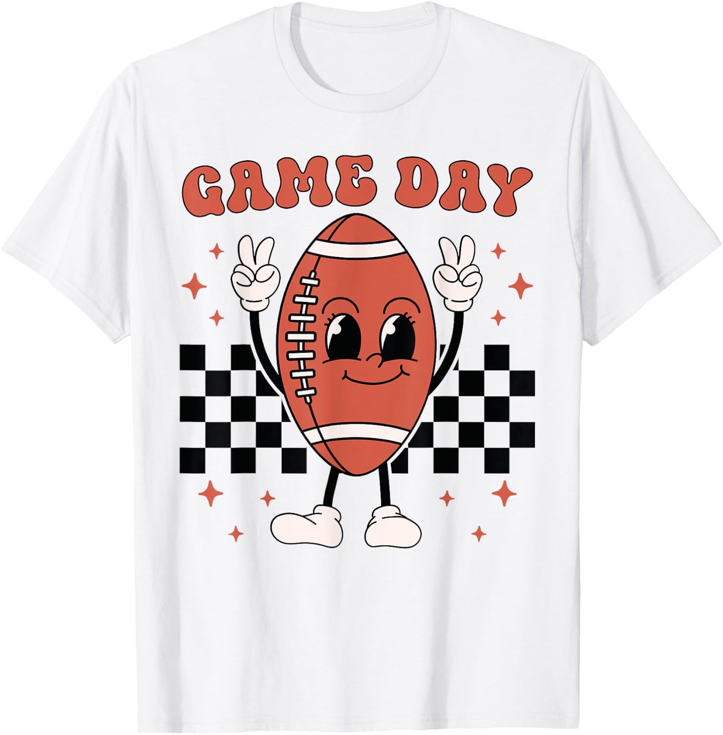 Retro Groovy Game Day American Football Players Fans Outfit T-Shirt - T-Shirt | White